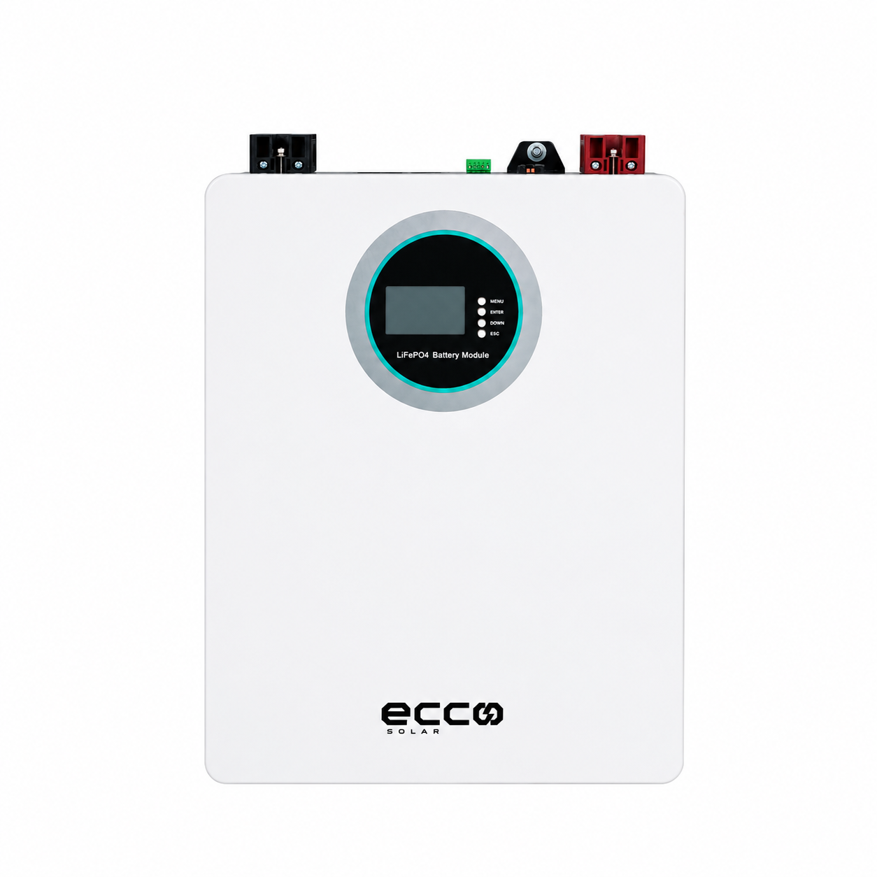 ECCO 5.12kWh (ME51100) 51.2V Wall-Mount LiFePO4 Lithium Battery (100Ah, 100A Discharge, IP54, 6000+ Cycles)